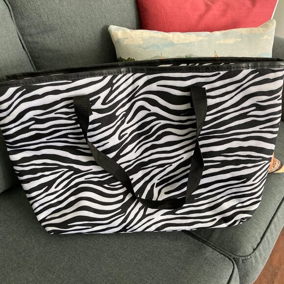 Large Zebra Double Strap Laptop Tote - Picture 3 of 6